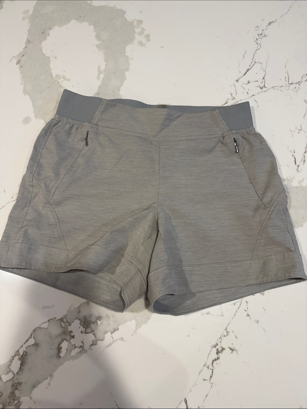 CALIA by Carrie Underwood Light Gray Athletic Shorts with Zipper Pockets